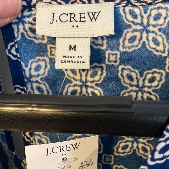 J. Crew Blue & White Geometric Top - Picture 4 of 8